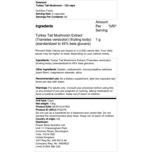 Swanson - Truthahnhalspilz - 120 Kapseln – Bild 2