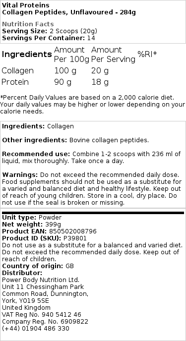 Vital Proteins - Kollagenpeptide, ungesüßt - 567g – Bild 2