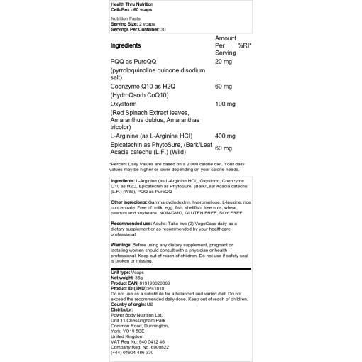 Health Thru Nutrition - CelluRex - 60 Kapseln – Bild 2