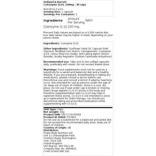 Holland & Barrett - Coenzym Q-10 – Bild 2