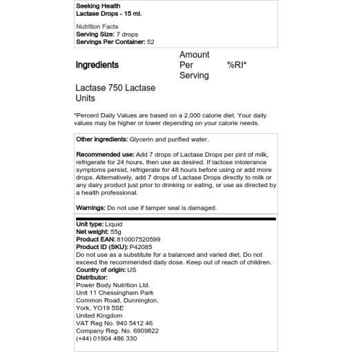 Seeking Health - Laktase-Tropfen - 15 ml – Bild 2