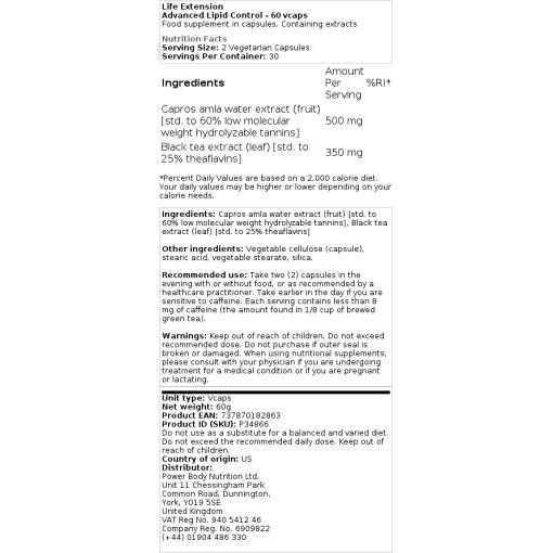 Life Extension - Fortgeschrittene Lipidkontrolle - 60 Kapseln – Bild 2