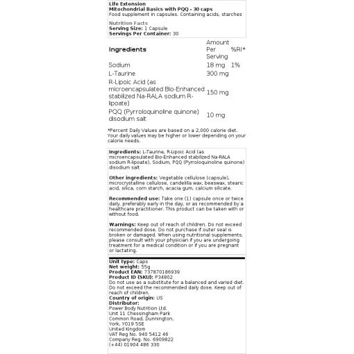 Life Extension - Grundlagen der Mitochondrien mit PQQ - 30 Kapseln – Bild 2