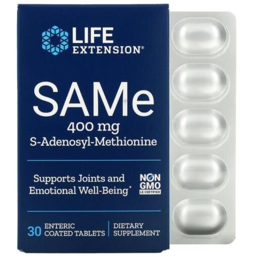 Life Extension - SAMe S-Adenosylmethionin, 400 mg - 30 magensaftresistente Tabletten