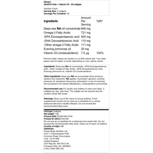 Minami - MorEPA Kids + Vitamin D3 - 60 Weichkapseln – Bild 2
