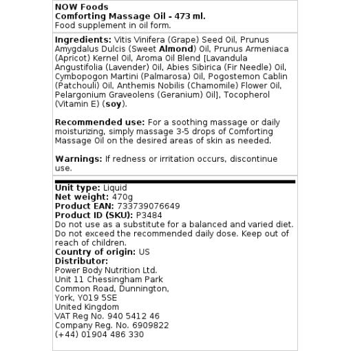 NOW Foods - Beruhigendes Massageöl - 473 ml – Bild 2