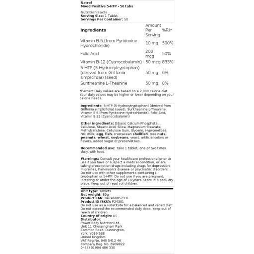 Natrol - Positive Stimmung 5-HTP - 50 Tabletten – Bild 2