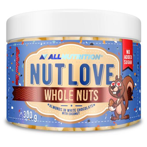 Nutlove Hele Nødder, Mandler i Hvid Chokolade & Kokos - 300g