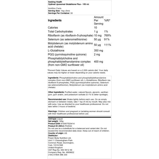 Seeking Health - Optimales Liposomales Glutathion Plus - 150 ml – Bild 2