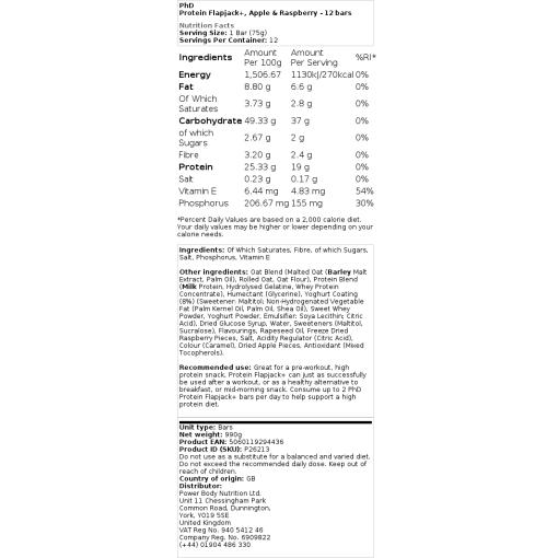 PhD - Protein Flapjack+, Erdnussbuttergeschmack - 12 Riegel – Bild 2