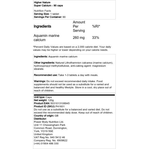 Higher Nature - Super Kalzium - 90 Kapseln – Bild 2