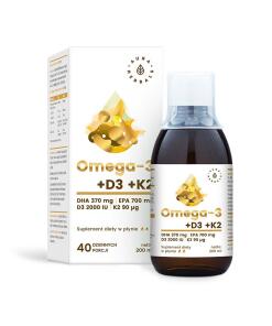 AURA HERBALS Omega-3 -370 DHA / 700 EPA + D3 2000 IU + K2 (200 ml / 6