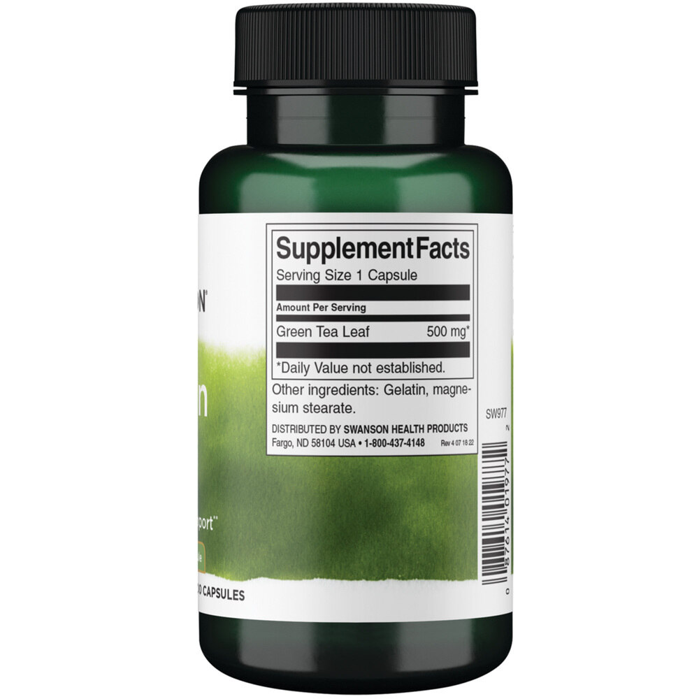 Swanson - Grüner Tee, 500 mg - 100 Kapseln – Bild 3