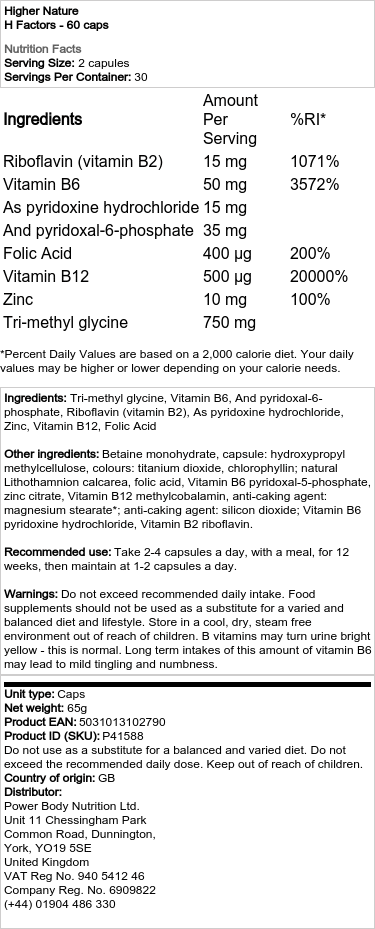 Higher Nature - H-Faktor - 60 Kapseln – Bild 2