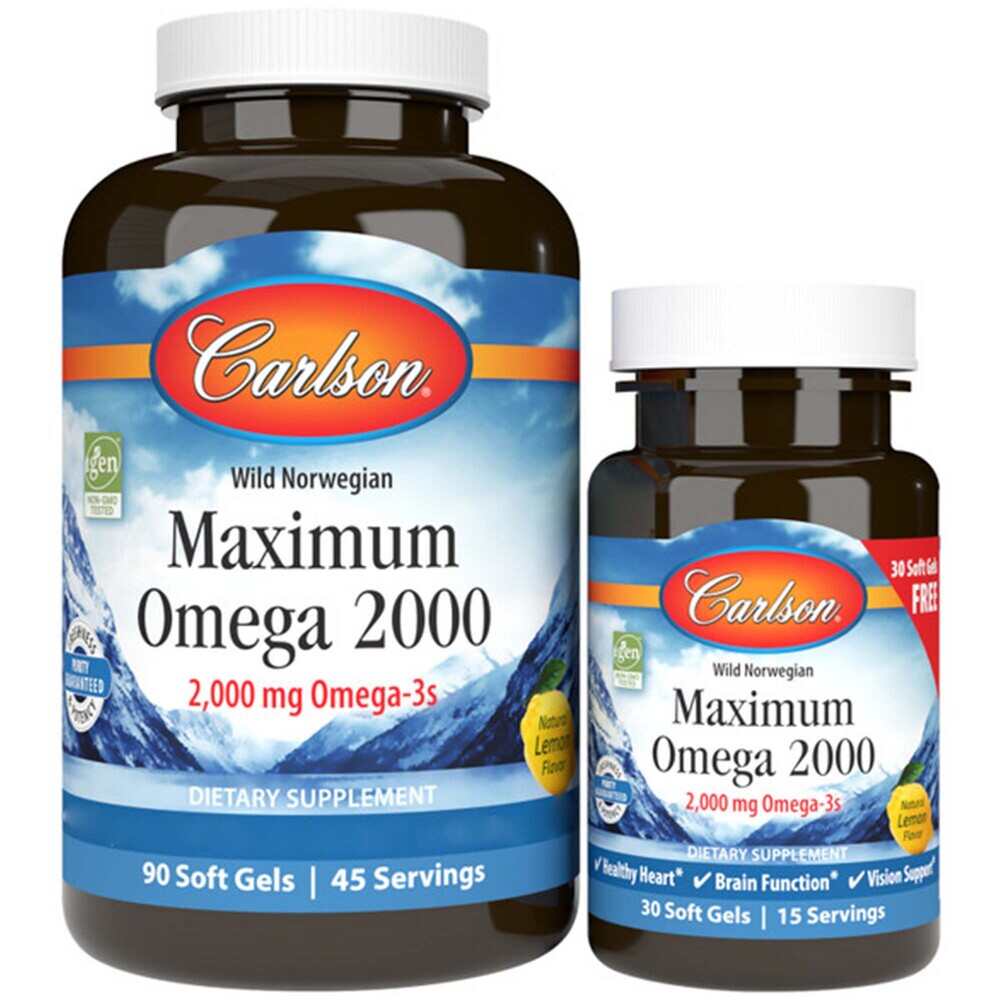 Carlson Labs - Maximales Omega 2000 - 90 + 30 Weichkapseln – Bild 2