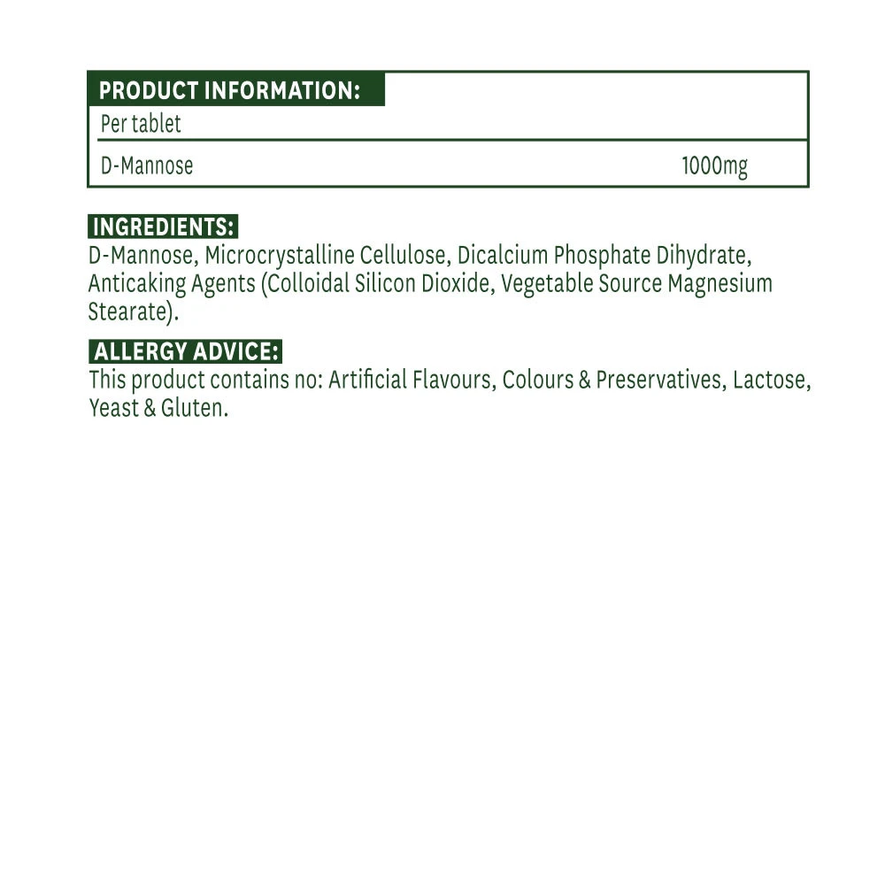 Natures Aid - D-Mannose 1000 mg (60 Tabletten) – Bild 2