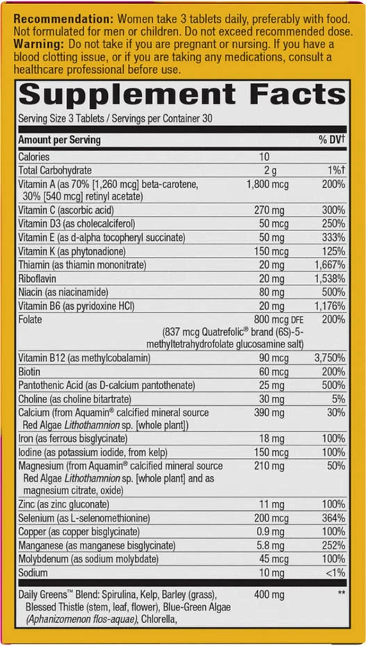 Nature's Way - Alive!® Max3 Potenz Frauenmultivitamin (90 Tabletten) – Bild 2