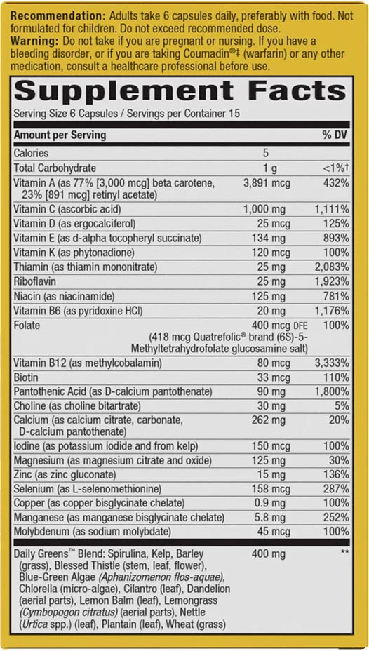 Nature's Way - Alive!® Max6 Höchste Wirksamkeit Tägliches Multivitamin ohne Eisen (90 Kapseln) – Bild 2