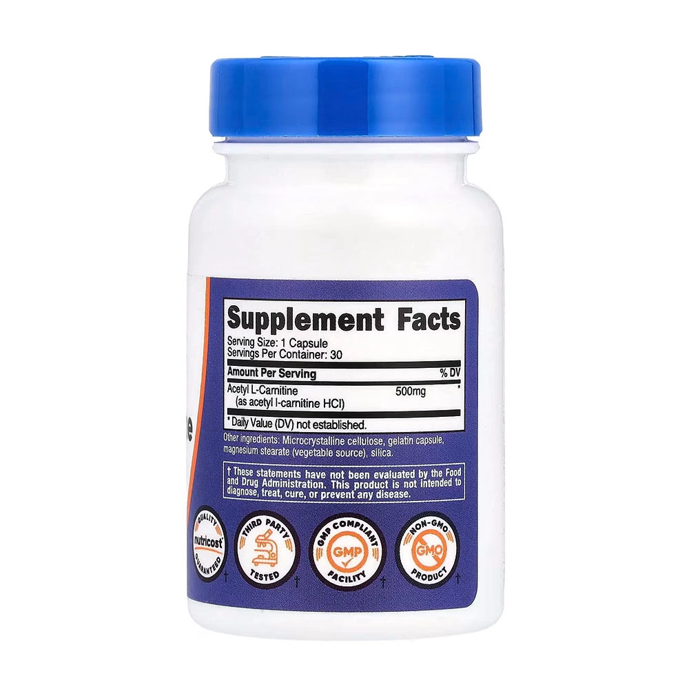 Nutricost Acetyl-L-Carnitin 500 mg (30 Kapseln) – Bild 2
