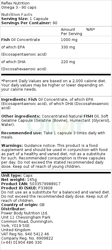 Reflex Nutrition - Omega-3 - 90 Kapseln – Bild 2