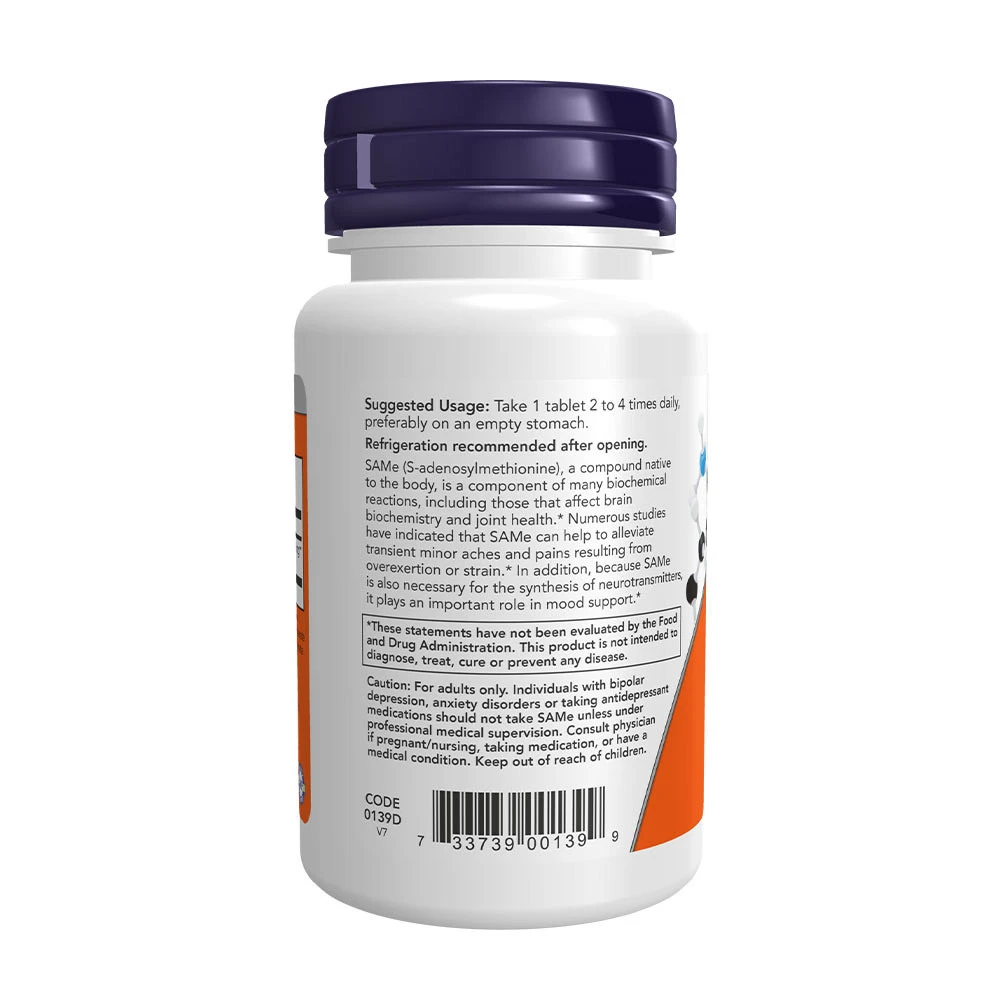 NOW Foods - SAMe, 400 mg - 30 Tabletten – Bild 3