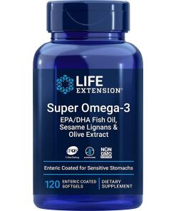 Super Omega-3 EPA/DHA with Sesame Lignans & Olive Extract - 120 enteric coated softgels