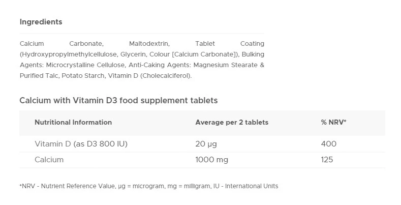 Vitabiotics Ultra Calcium & Vitamin D (30 Tabletten) – Bild 2