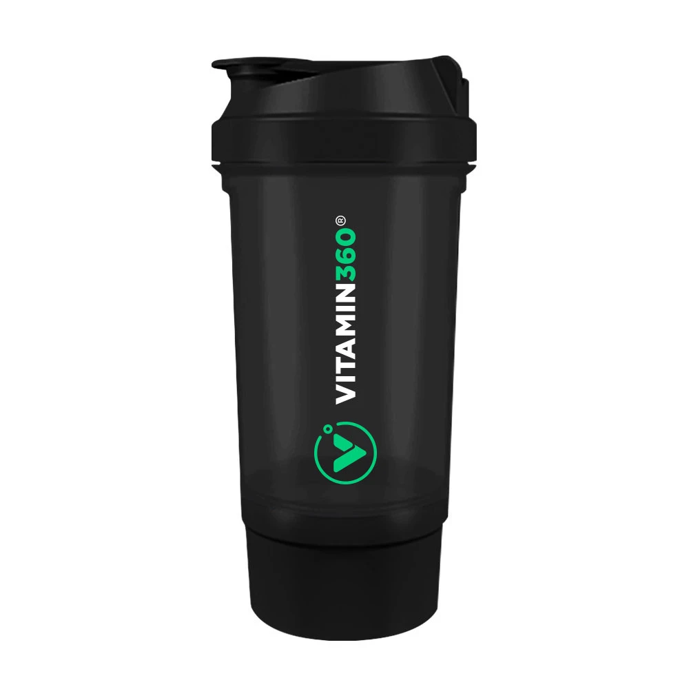 Vitamin360 Wave Shaker (500 ml + 150 ml) (Black)