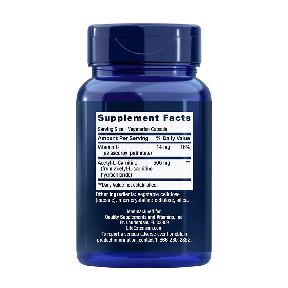 Life Extension - Acetyl-L-Carnitin, 500 mg - 100 Kapseln – Bild 3