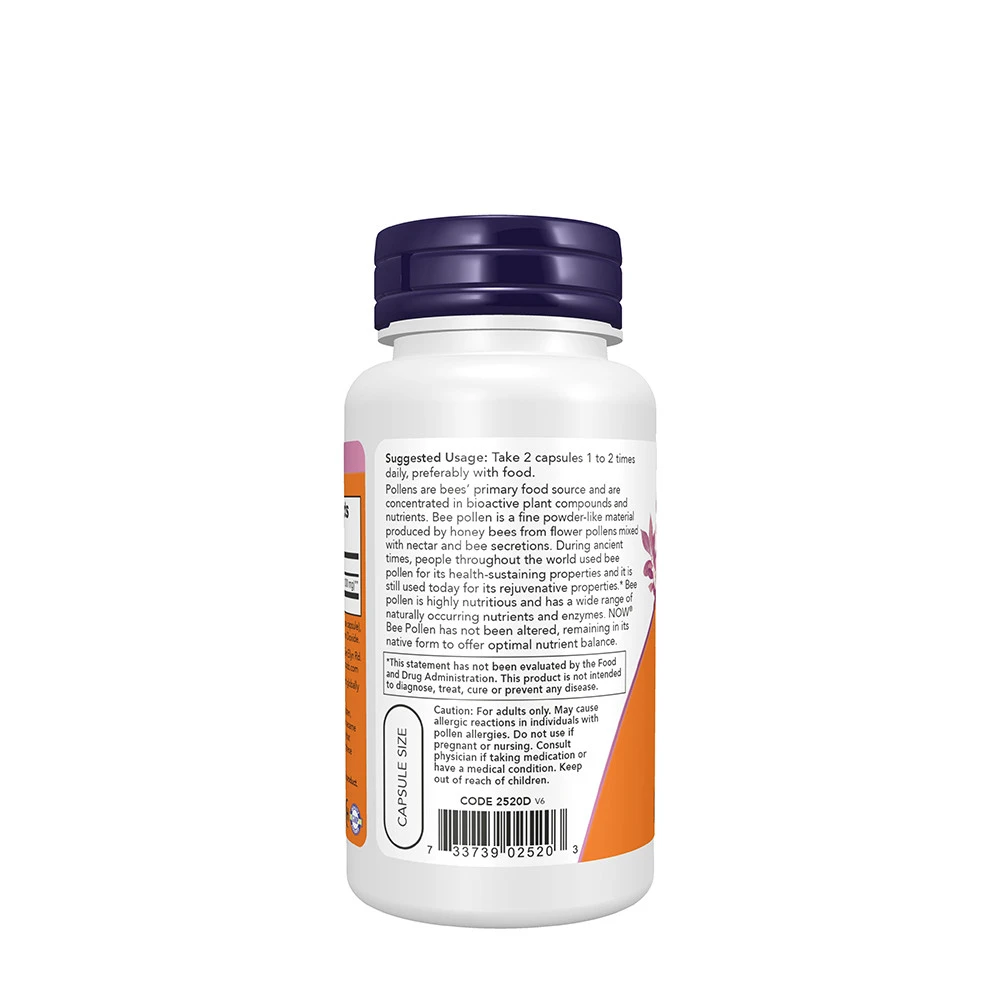 NOW Foods - Bienenpollen, 500 mg - 100 Kapseln – Bild 3