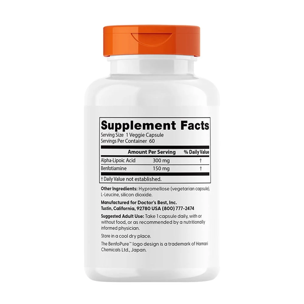 Doctor's Best - Benfotiamin 150 mg + Alpha-Liponsäure 300 mg - 60 Kapseln – Bild 2