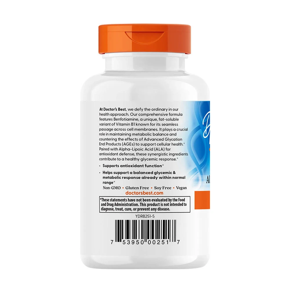 Doctor's Best - Benfotiamin 150 mg + Alpha-Liponsäure 300 mg - 60 Kapseln – Bild 7