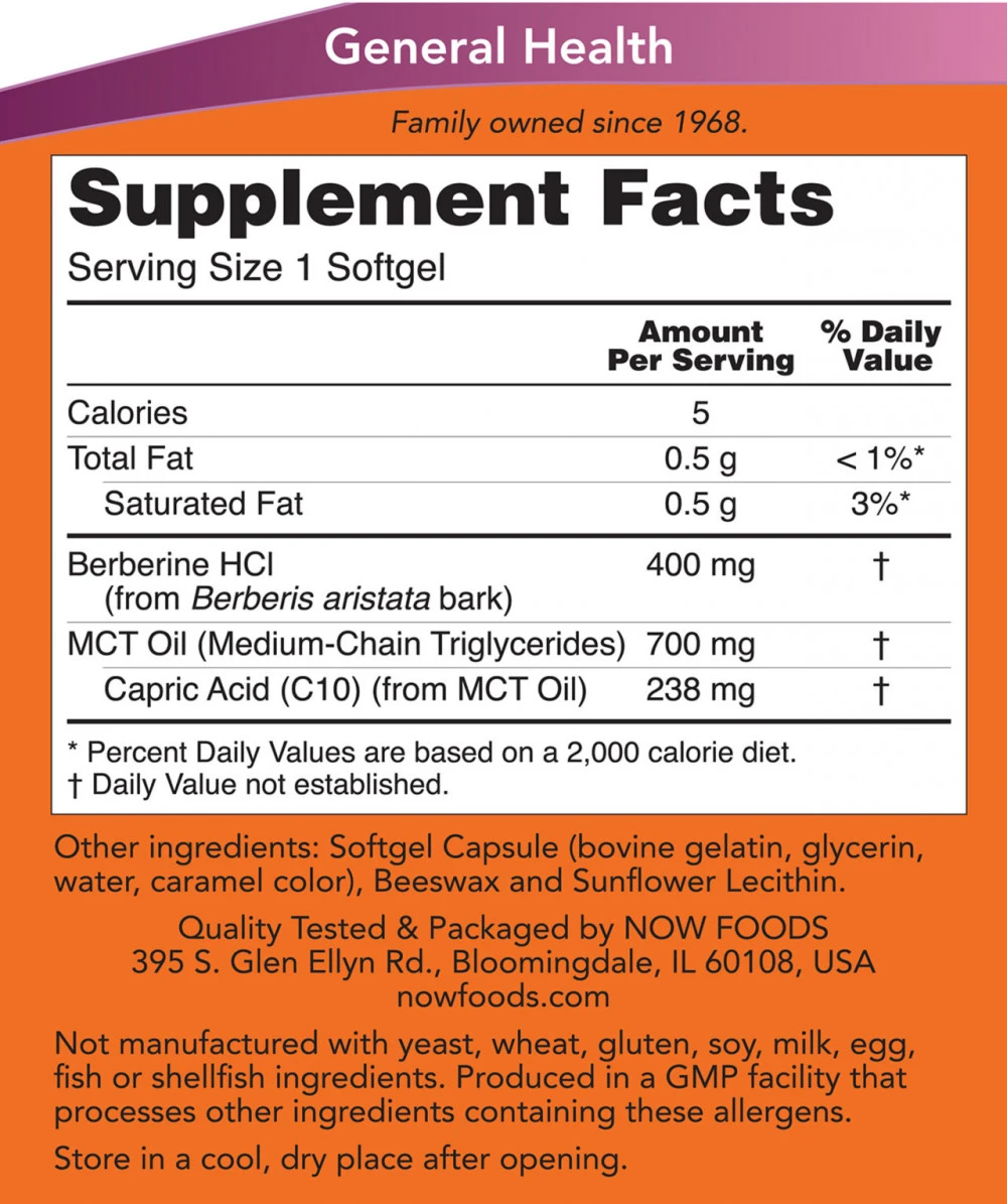 NOW Foods - Berberin zur Glukoseunterstützung - 90 Weichkapseln – Bild 2