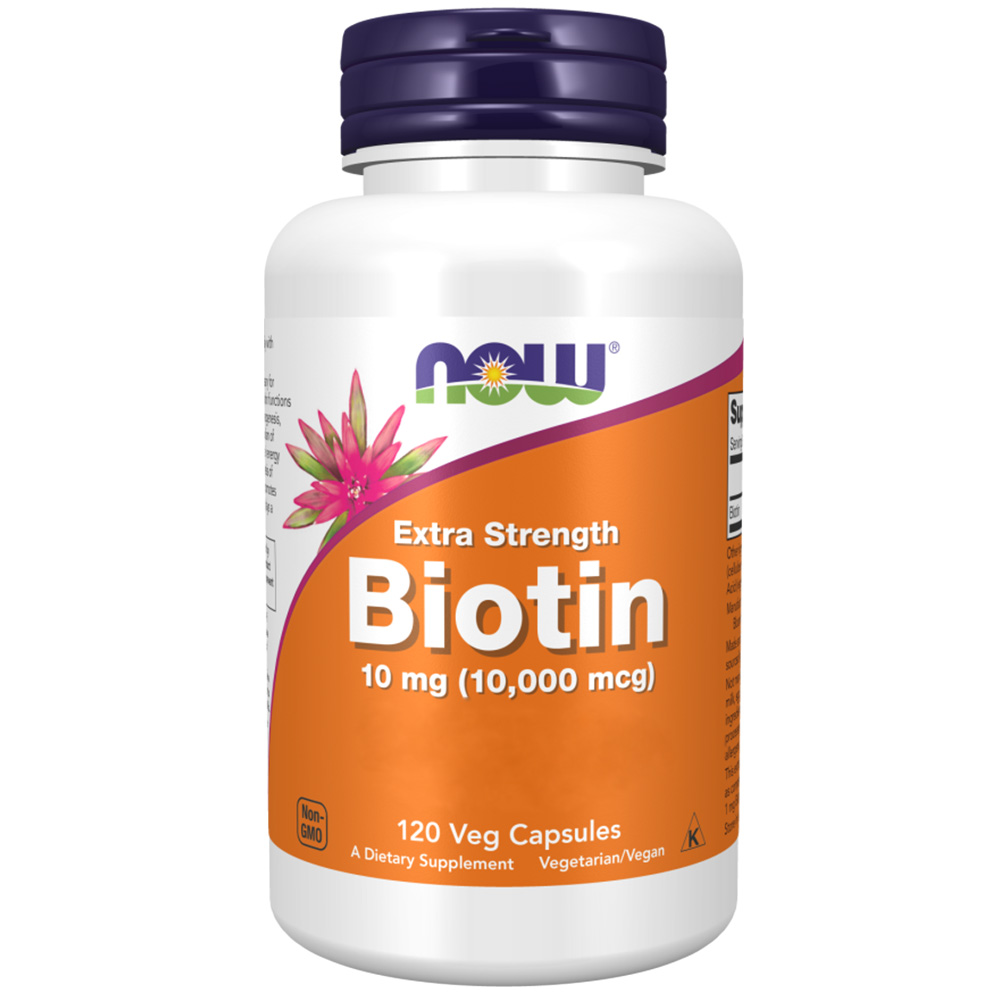 NOW Foods - Biotin, 10 mg Extra-Stärke - 120 Kapseln – Bild 4