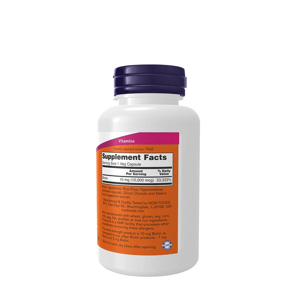 NOW Foods - Biotin, 10 mg Extra-Stärke - 120 Kapseln – Bild 9