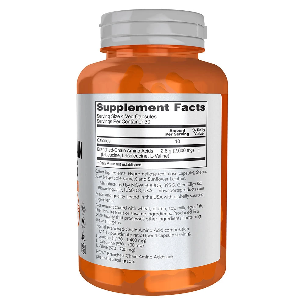 NOW Foods - BCAA - Verzweigtkettige Aminosäuren - 120 Kapseln für optimale Muskelregeneration und Leistungssteigerung – Bild 15