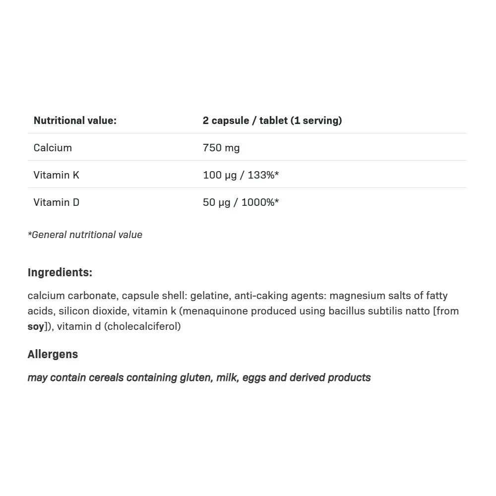 Allnutrition - Kalzium D3 + K2 - 90 Kapseln – Bild 3