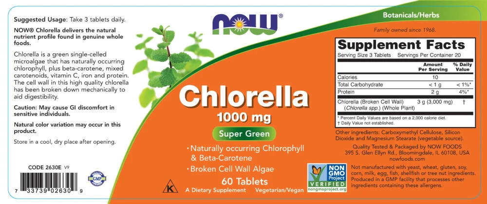 NOW Foods - Chlorella, 1000 mg - 60 Tabletten – Bild 3