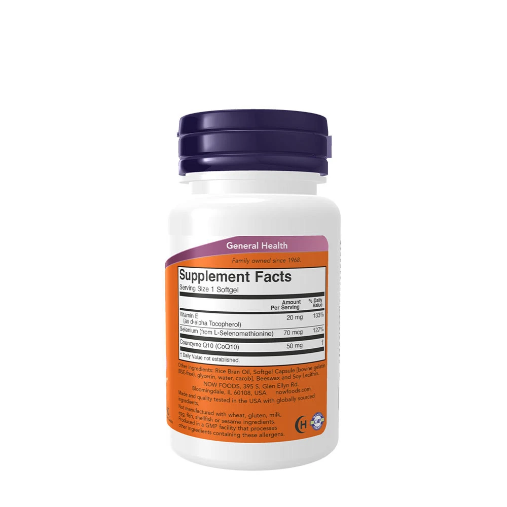 NOW Foods - Coenzym Q10 mit Selen und Vitamin E, 50 mg - 50 Weichkapseln – Bild 5