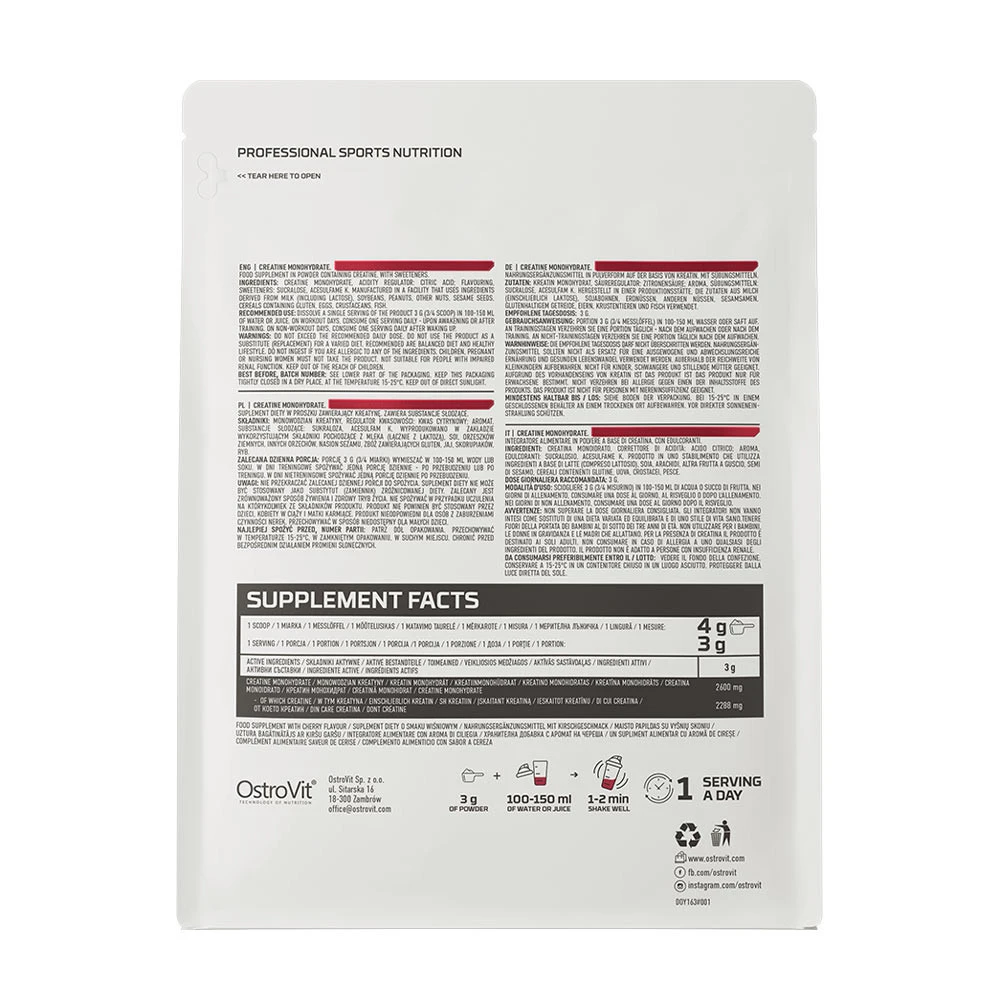 OstroVit - Kreatinmonohydrat, Kirsche - 300g – Bild 4