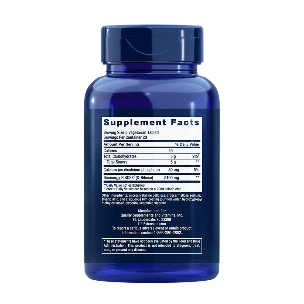 Life Extension - D-Ribose Tabletten - 100 vegetarische Tabletten – Bild 2