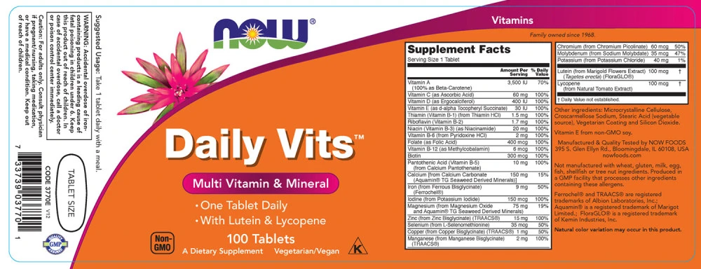 NOW Foods - Tägliche Vitamine - 100 Tabletten – Bild 4