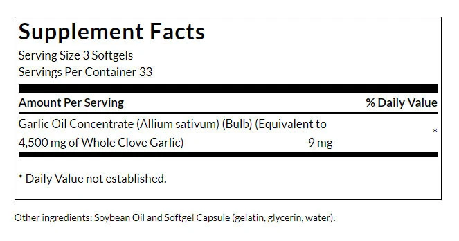 NOW Foods - Knoblauchöl 1500 mg - 100 Weichkapseln – Bild 3