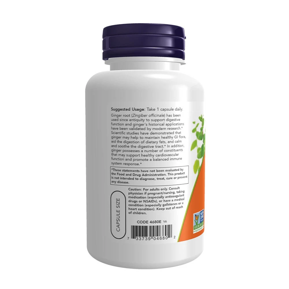 NOW Foods - Ingwerwurzelextrakt, 550 mg - 100 Kapseln – Bild 3