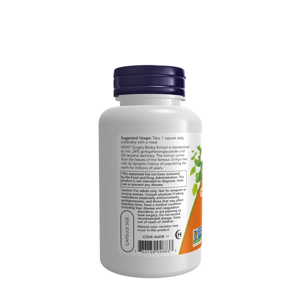 NOW Foods - Ginkgo Biloba Doppelte Stärke, 120 mg - 100 vegane Kapseln – Bild 5