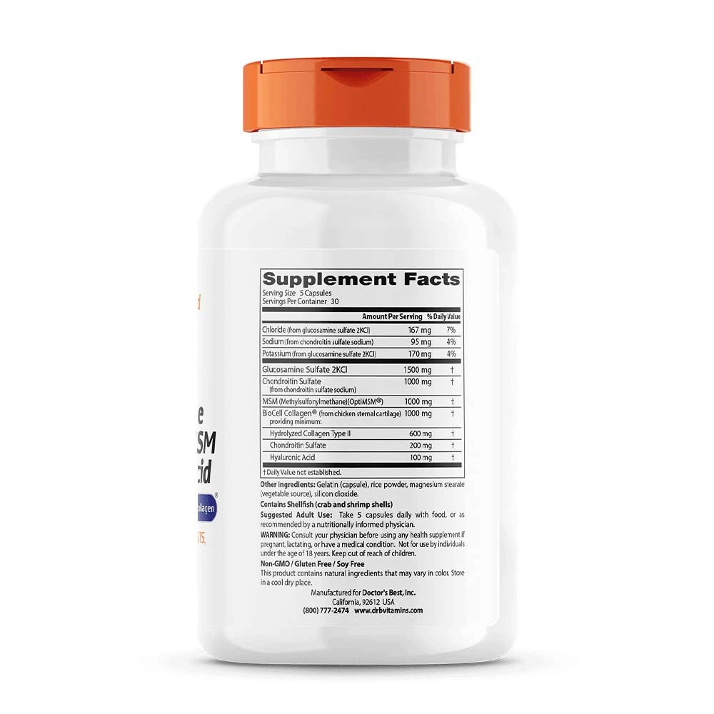 Doctor's Best - Glucosamin Chondroitin MSM mit Hyaluronsäure - 150 Kapseln – Bild 2
