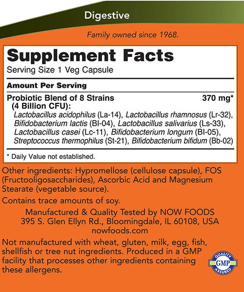 NOW Foods - Gr8-Dophilus - 60 vegetarische Kapseln – Bild 4