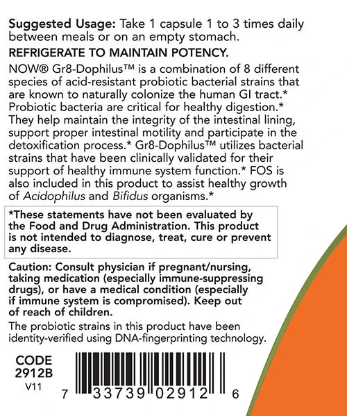 NOW Foods - Gr8-Dophilus - 60 vegetarische Kapseln – Bild 5