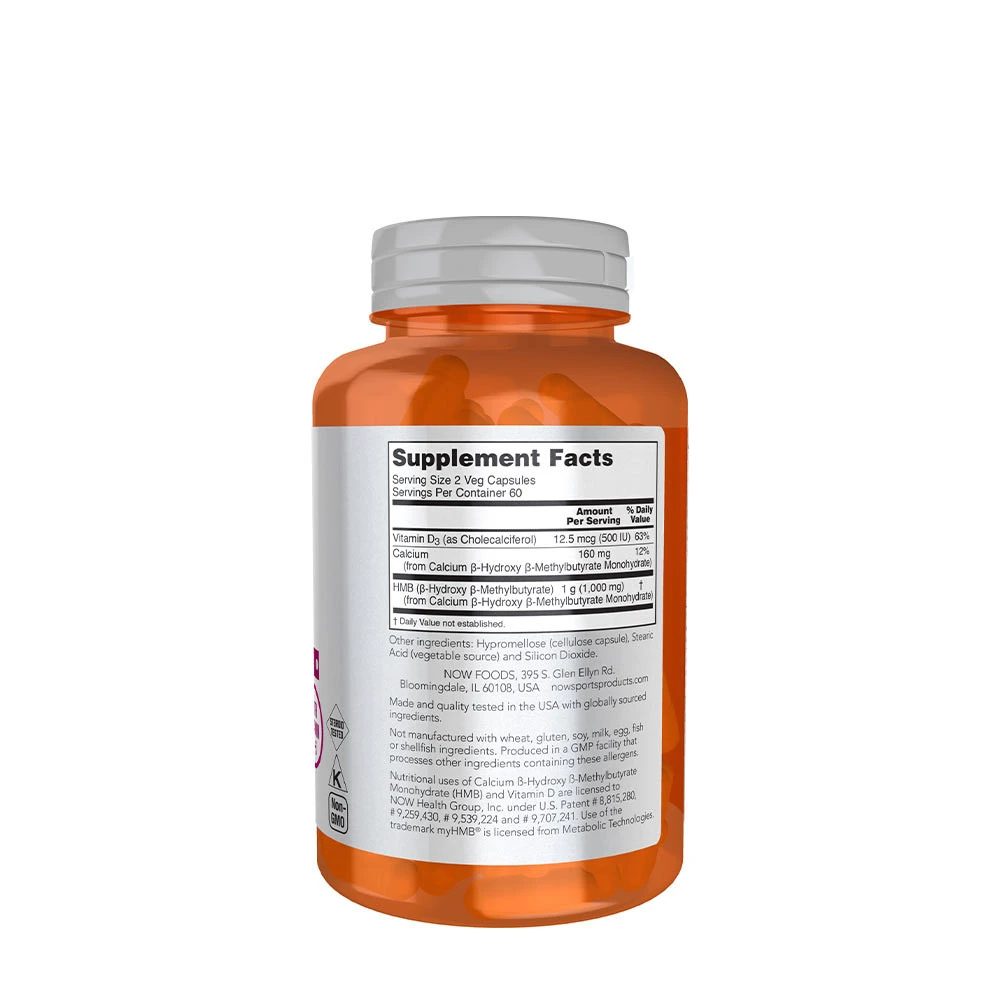 NOW Foods - HMB, 500 mg - 120 vegetarische Kapseln – Bild 5
