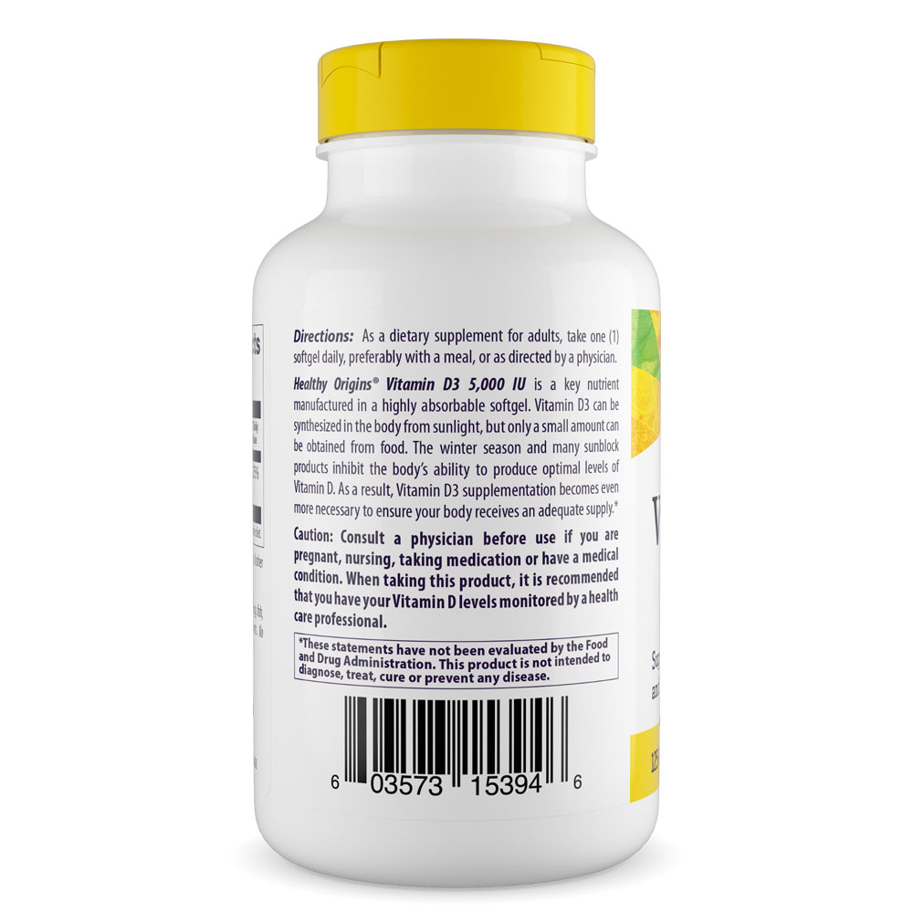 Healthy Origins Vitamin D3 5000 IE, 360 Weichkapseln – Bild 5